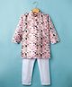 Ridokidz Full Sleeves Abstract Printed Threadwork Detailed Kurta Pyjama Set - Light Pink
