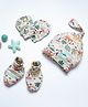 Cocoon Care Bamboo Cotton Knit Animals & Birds Designed Cap Mittens & Booties Set - Multi Colour - Diameter - 35cm