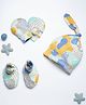Cocoon Care Bamboo Cotton Knit Abstract Designed Cap Mittens & Booties Set - Multi Colour - Diameter - 35cm