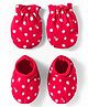 Babyhug 100% Cotton Knit Mittens & Booties With Floral Print - Red