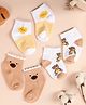 Kicks & Crawl Cotton Pack Of 3 Striped & Teddy Bear Designed Socks - Multi Colour