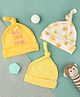 Kicks & Crawl Cotton Pack Of 3 Sun Printed & Striped Caps - Yellow