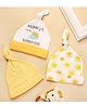 Kicks & Crawl Cotton Pack Of 3 Striped & Sun Printed Cap - Yellow