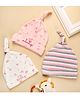 Kicks & Crawl Cotton Pack Of 3 Floral Printed & Striped Caps - Mutlicolour