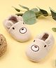 Kicks & Crawl Bear Designed Elastic Slip On Booties - Cream