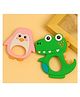 Badal Kidz Penguin Shape & Dinosaur Shape Silicone Teether , BPA Free & Safe for Babies (Pack of 2)- Pink & Green