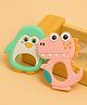 Badal Kidz Penguin Shape & Dinosaur Shape Silicone Teether , BPA Free & Safe for Babies (Pack of 2)- Green & Pink