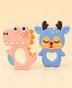 Badal Kidz Dinosaur Shape & Reindeer Shape Silicone Teether , BPA Free & Safe for Babies (Pack of 2)- Pink & Blue
