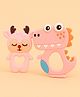 Badal Kidz Dinosaur Shape & Reindeer Shape Silicone Teether , BPA Free & Safe for Babies (Pack of 2)- Pink &Pink