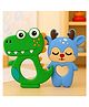 Badal Kidz Dinosaur Shape & Reindeer Shape Silicone Teether , BPA Free & Safe for Babies (Pack of 2)- Green & Blue