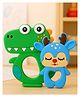 Badal Kidz Dinosaur Shape & Reindeer Shape Silicone Teether , BPA Free & Safe for Babies (Pack of 2)- Green & Dark Blue