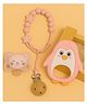 Badal Kidz Baby Pacifier with Chain & Soft Penguin Teether Combo ,Silicone, BPA Free - Pink & Pink