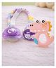 Badal Kidz Baby Pacifier with Chain & Soft Dinosaur Teether Combo ,Silicone, BPA Free - Grey & Pink