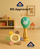Badal Kidz BIS Certified Wooden Teether & Wooden Rattle Combo , Natural, Safe & Eco-Friendly for Babies- Beige & Green
