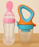 Badal Kidz Presents Combo BPA Free Silicone Spoon Bottle & Fruit/Food Nibbler- Pink & Orange