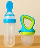 Badal Kidz Presents Combo BPA Free Silicone Spoon Bottle & Fruit/Food Nibbler- Blue & Green