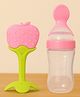 Badal Kidz Baby Silicone Spoon Bottle with Soft Teether Feeder Combo , BPA Free Feeding Set- Pink & Apple