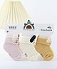 Kidofash Cotton Knit Pack Of 3 Baby Animal Designed Socks - Cream