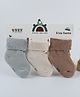 Kidofash Cotton Knit Pack Of 3 Baby Animals Face Designed Socks - Cream