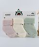 Kidofash Cotton Knit Pack Of 3 Baby Animals Face Designed Socks - Light Pink