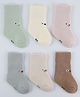 Kidofash Cotton Knit Pack Of 6 Baby Animals Face Designed Socks - Pink