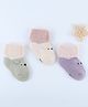 Kidofash Cotton Knit Pack Of 3 Baby Animals Face Designed Socks - Purple