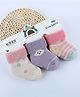 Kidofash Cotton Knit Pack Of 3 Striped & Polka Dots Designed Socks - Purple