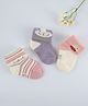 Kidofash Cotton Set of 3 Striped & Floral Printed Socks - Pink & Multi Colour