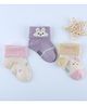 Kidofash Cotton Knit Pack Of 3 Polka Dots & Cute Animal Designed Socks - Purple