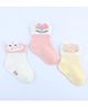 Kidofash Cotton Knit Pack Of 3 Floral & Cute Animal Designed Socks - Yellow