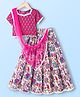 Pine Kids Woven Half Sleeves Floral Printed Choli Lehenga Set with Dupatta & Lace Detailing - Pink