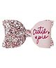 Aye Candy Cutie Pie Text Designed & Bow Applique Detailed Aligator Clip - Pink