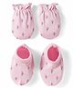 Babyhug 100% Cotton Mittens & Booties With Floral Print - Pink