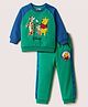 Babyhug Disney Terry Knit  Full Raglan Sleeves Cut & Sew Sweatshirt and Track Pant with Winnie the Pooh Graphic - Green & Blue