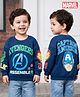 Babyhug Marvel Terry Knit Drop Shoulder Full Sleeves Sweatshirt With Front & Back Avengers Graphics - Navy Blue