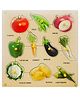 Hop N Play Wooden Peg Board Vegetables Identification Puzzle Tray, Early Learning Wooden Toys for Kids
