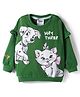 Babyoye Disney Terry Knit Drop Shoulder Full Sleeves Pullover Sweatshirt with Ruffles Dalmatian & Marie Graphics - Green