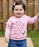 Babyoye Disney Terry Knit Full Sleeves Drop Shoulder Sweatshirt with Ruffles & Marie Graphics - Pink