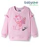 Babyoye Disney Terry Knit Full Sleeves Drop Shoulder Sweatshirt with Ruffles & Marie Graphics - Pink