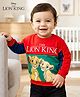 Babyoye Disney Terry Knit Full Sleeves Cut & Sew Sweatshirt with Lion King Graphic - Red