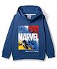 Pine Kids Marvel Terry Knit Drop Shoulder Full Sleeves Hooded Sweatshirt with Avengers Graphic - Navy Blue