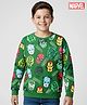 Pine Kids Marvel Terry Knit Drop Shoulder Full Sleeves Sweatshirt With Avengers Print - Green