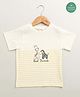 Sweetlime by A.S Organic Cotton Woven Half Sleeves Striped & Cute Animals Printed Tee - Off White