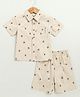 Sweetlime by A.S Organic Cotton Woven Half Sleeves Palm Trees Printed Shirt & Coordinating Shorts Set - Beige