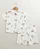 Sweetlime by A.S Cotton Woven Half Sleeves Palm Trees Printed Shirt & Coordinating Shorts Set - White