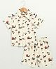 Sweetlime by A.S Organic Cotton Woven Half Sleeves Palm Trees Printed Shirt & Coordinating Shorts Set - Beige