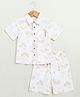 Sweetlime by A.S Organic Cotton Woven Half Sleeves Palm Trees Printed Shirt & Coordinating Shorts Set - White