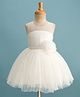 Enfance Sleeveless Floral Applique Detailed & Beaded Knee Length Dress - White
