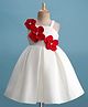 Enfance Sleeveless Floral Applique Detailed Stones Embellished Knee Length Dress - White