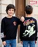 Pine Kids Marvel Terry Knit Full Sleeves Sweatshirt With Front and Back Spider-Man Graphics - Black